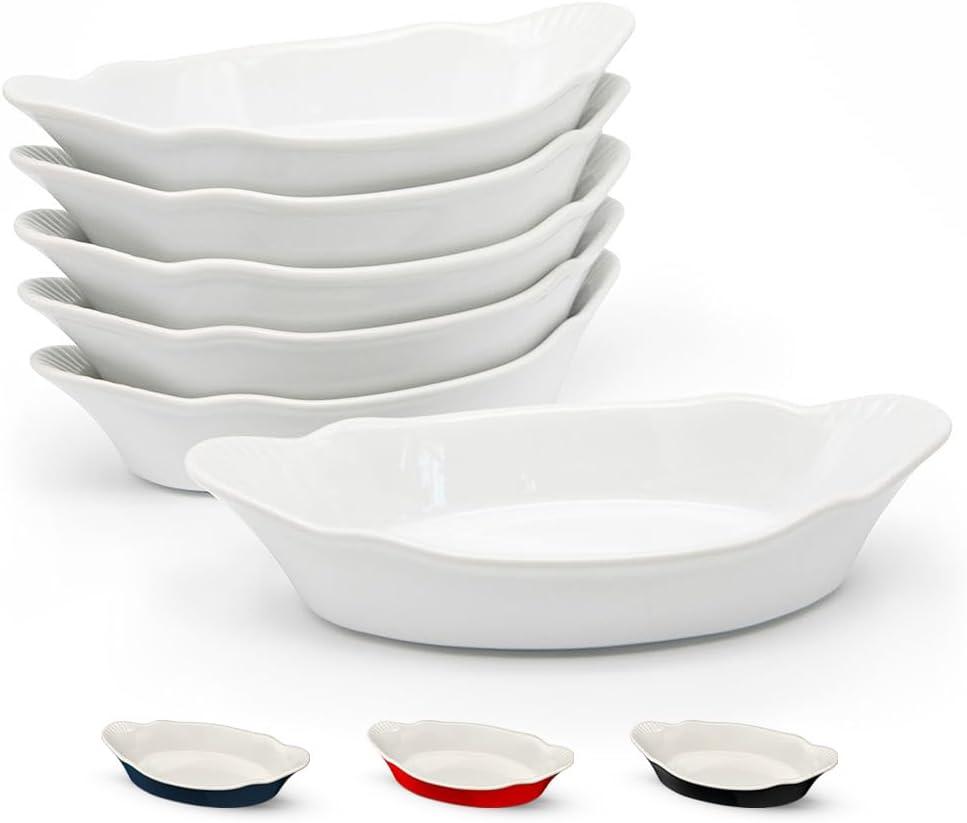 White Ceramic 18 oz Au Gratin Baking Dish Set