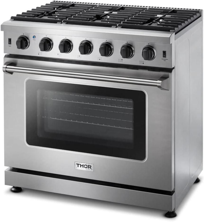 THOR 36-Inch Gas Range, 6 Burners - Stainless Steel (LRG3601U)