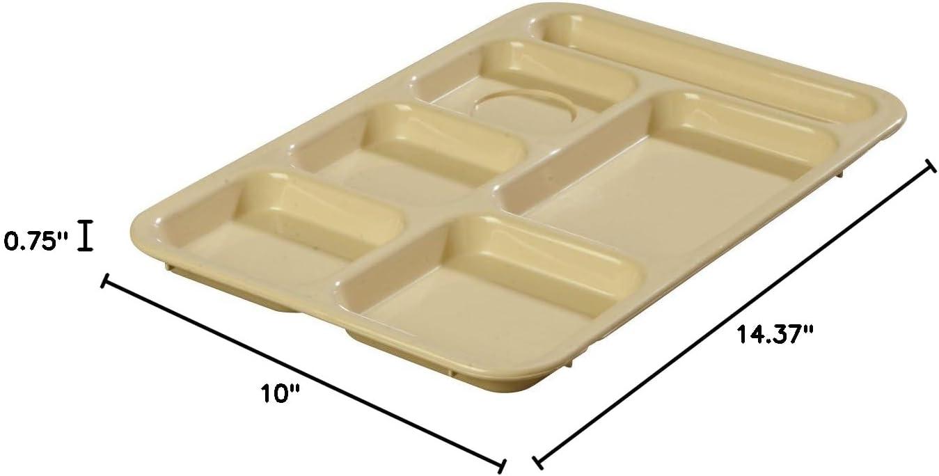 Tan Polypropylene 6-Compartment Cafeteria Tray