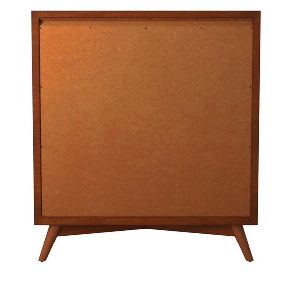 Flynn Mid Century Modern 4 Drawer Multifunction Chest with Pull Out Workstation Tray in Acorn Finish