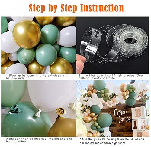 DIY Sage Green and White balloon Garland Arch Kit for Baby Shower Bridal Shower Wedding Birthday Hen Party Christmas Decoration (Sage Green)