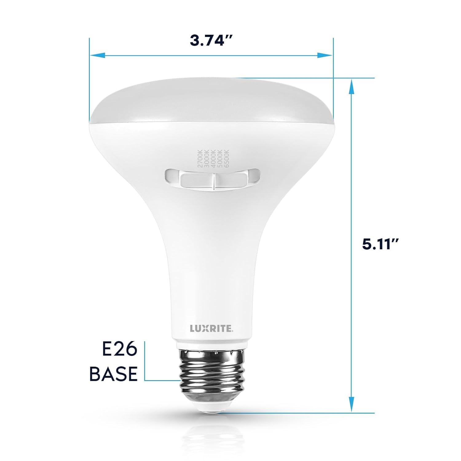 Luxrite Luxrite BR30 LED Light Bulb 10W=85W 5CCT 2700K 3000K 3500K 4000K 5000K, Dimmable, 850 Lumens, LED Flood Light Bulb, UL Listed, E26 Medium Base 6 Pack LR31628-6PK