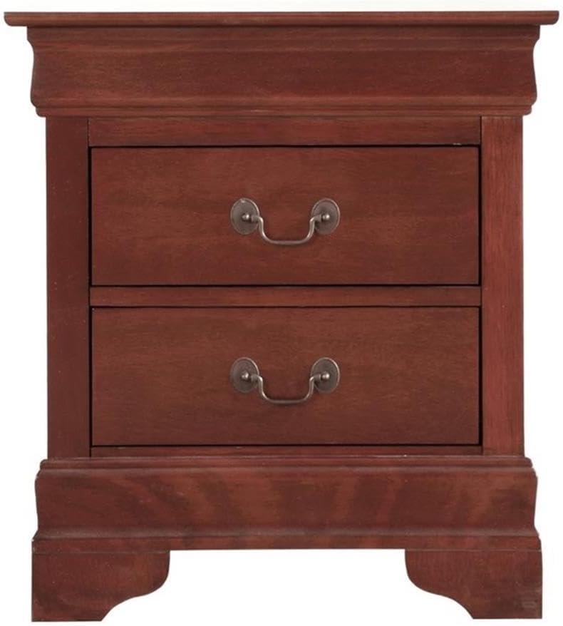 Glory Furniture Louis Phillipe 2 Drawer Nightstand in Cherry