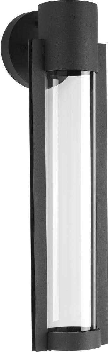 Progress Lighting Z-1030 1-Light Outdoor LED Sconce, Aluminum, Black Finish, Clear Glass Shade