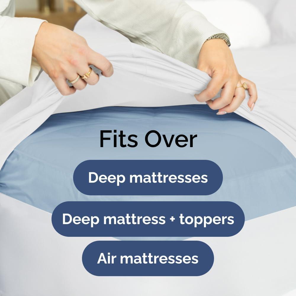 CGK Linens 400 Thread Count Cotton Fitted Sheet 18" - 24" Inch Extra Deep Pocket