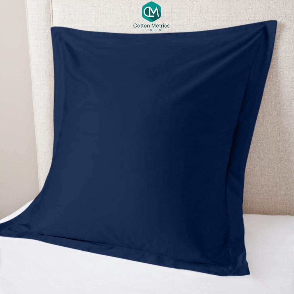 Vedanta Home Collection Square European Pillow Shams 28x28 Set of 2 Navy Blue Euro Shams 600 Thread Count 100% Natural Cotton Euro Pillow Shams Decorative