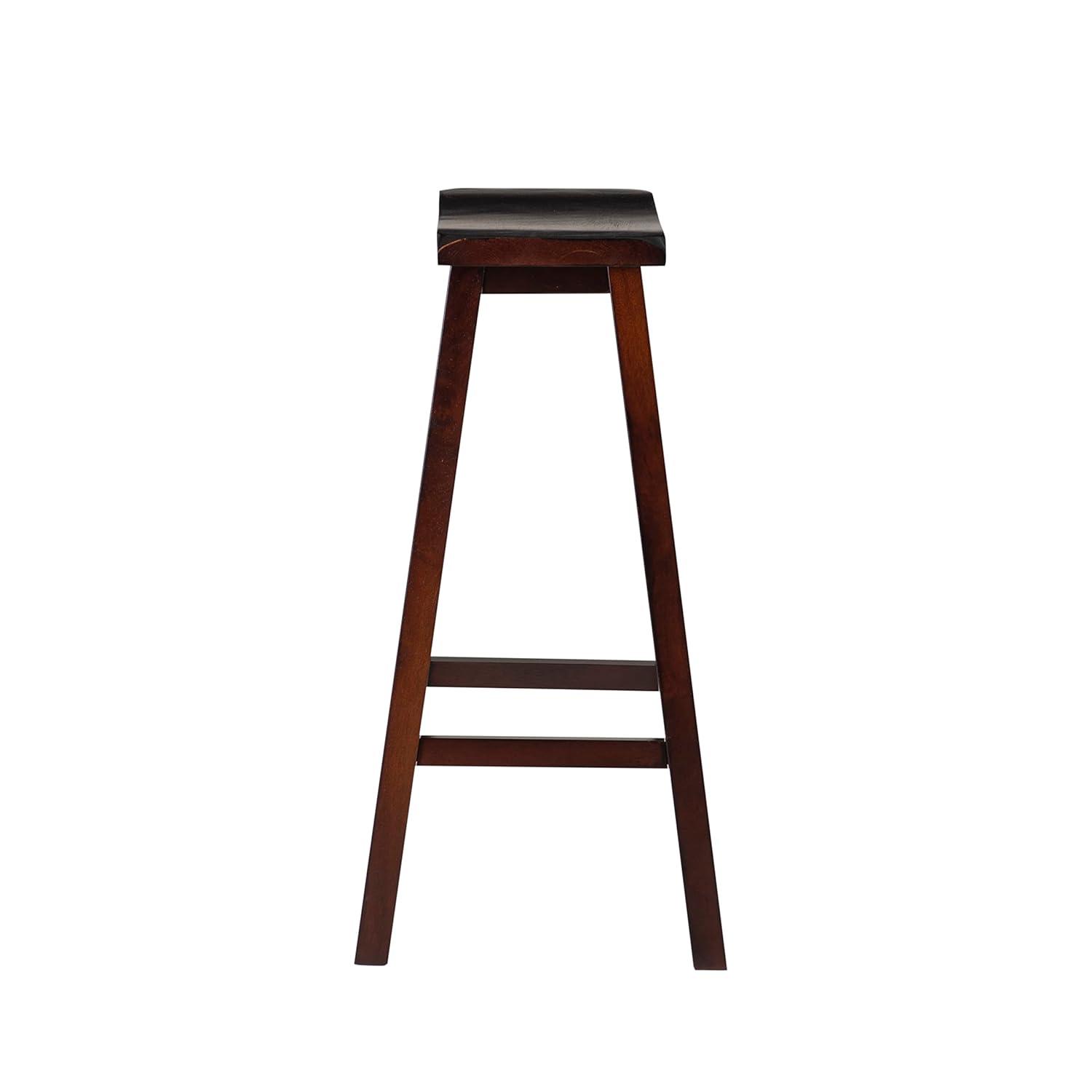 30" Saddle Backless Sloping Seat Barstool Wood Brown - Linon: Rubberwood, Footrest, Fixed Height