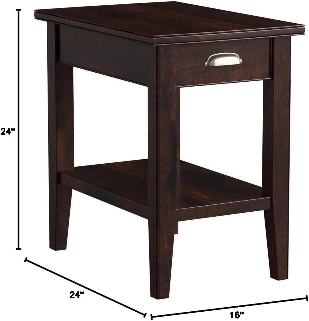 Laurent Drawer Chairside Table Chocolate Cherry Finish - Leick Home: Solid Wood, Beaded Edge, Ball Bearing Glides