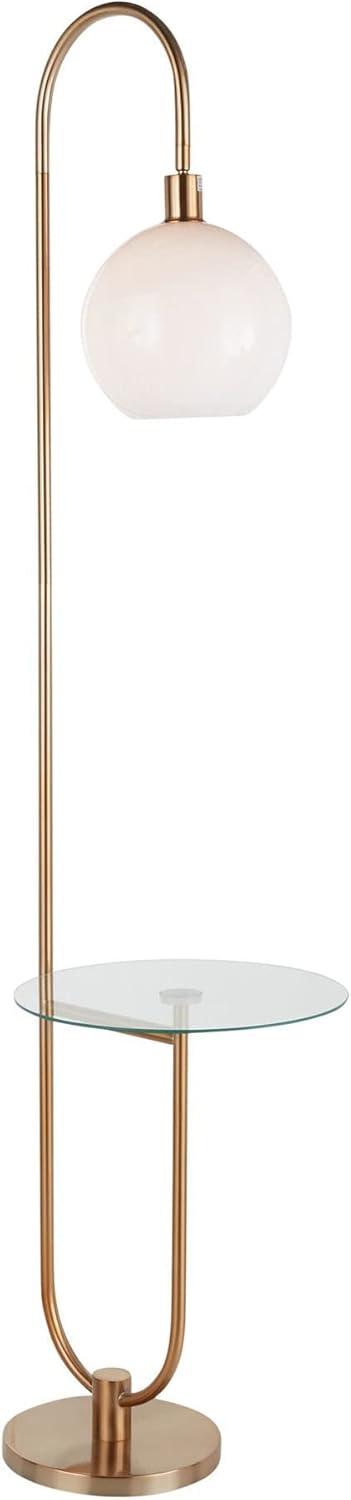 LumiSource March Contemporary Floor Lamp: Marble Base, Linen Drum Shade, UL Listed, 60W