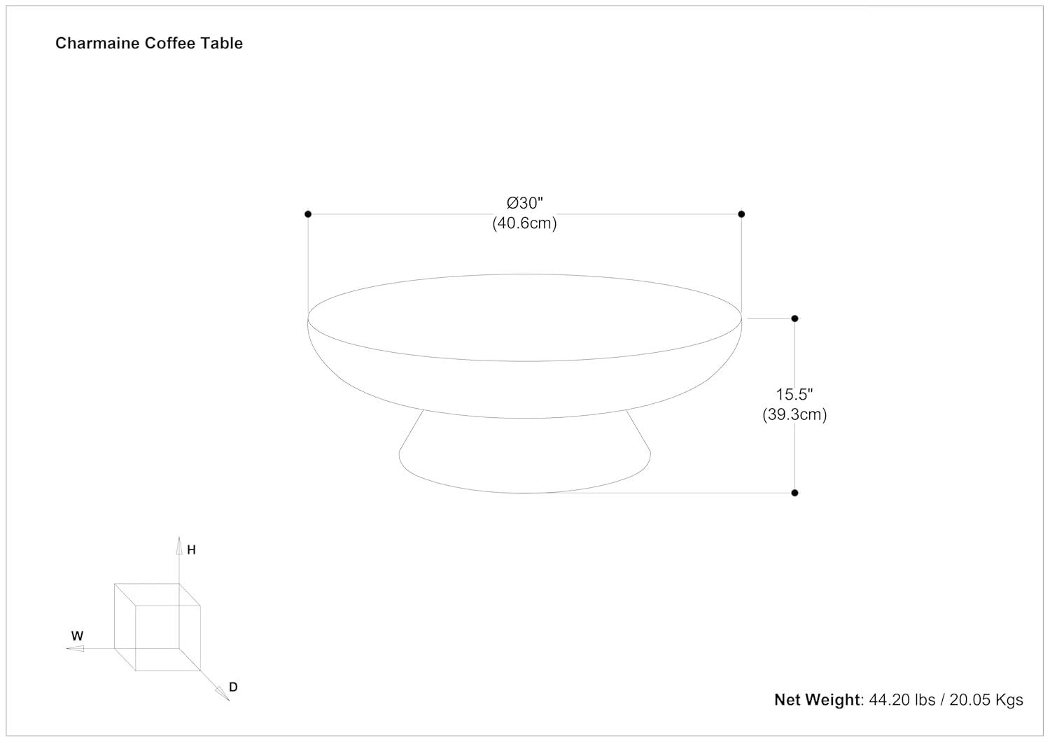 Simpli Home Alexa 30"W Cast Aluminum Mid-Century Modern Round Coffee Table with Pedestal Base, Fully Assembled