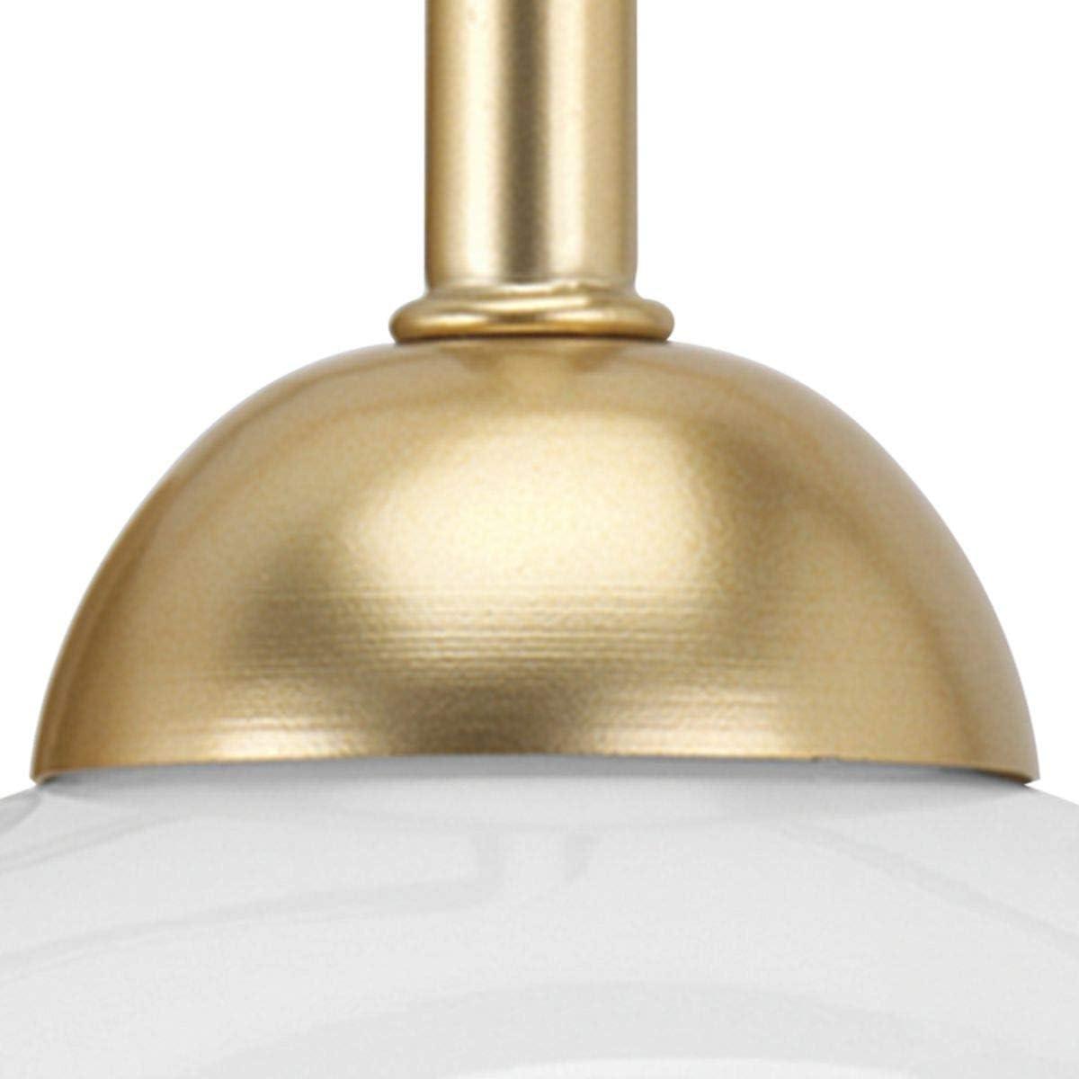 Progress Lighting Carisa 1-Light Bath Wall Light, Vintage Gold, White Glass Globe Shade