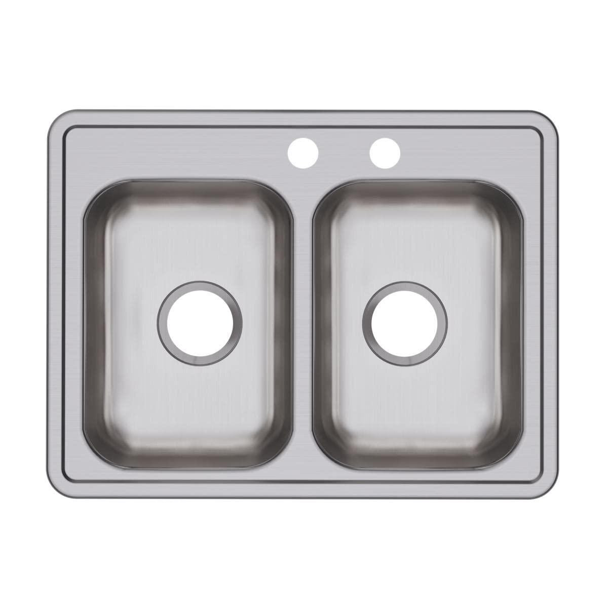 25" x 19" Stainless Steel Double Bowl Drop-In Sink