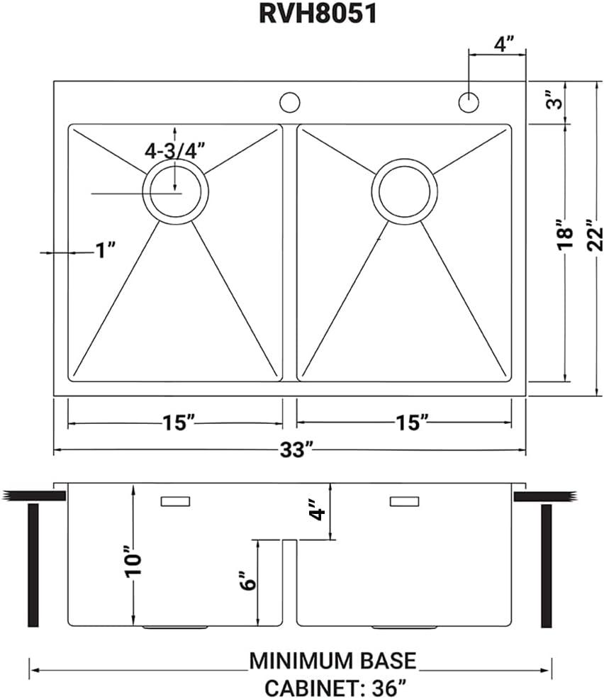 Ruvati 36-inch Stainless Steel Double Bowl Kitchen Sink