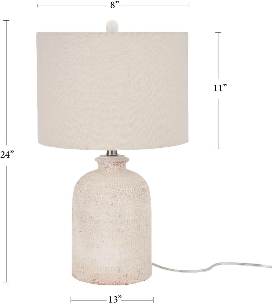 24" White Textured Terracotta Table Lamp - Nourison