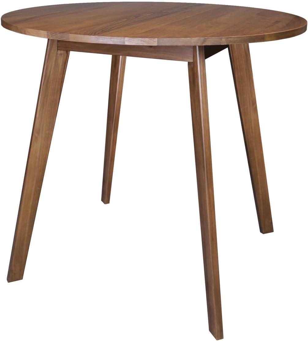 Homestock Nordic Haven Genuine 36" Round Dining Table With Solid Homestock Gum - Walnut - Dining Furniture, Elegant Design, Sturdy Construction, Easy Assembly