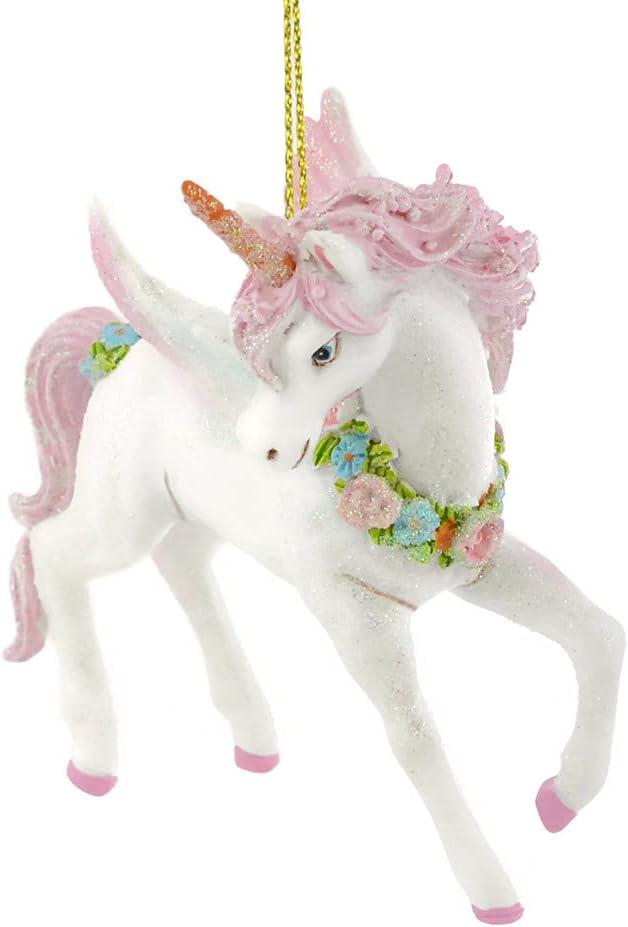 Kurt Adler 24-Inch Pink and White Glittered Unicorn Christmas Ornament