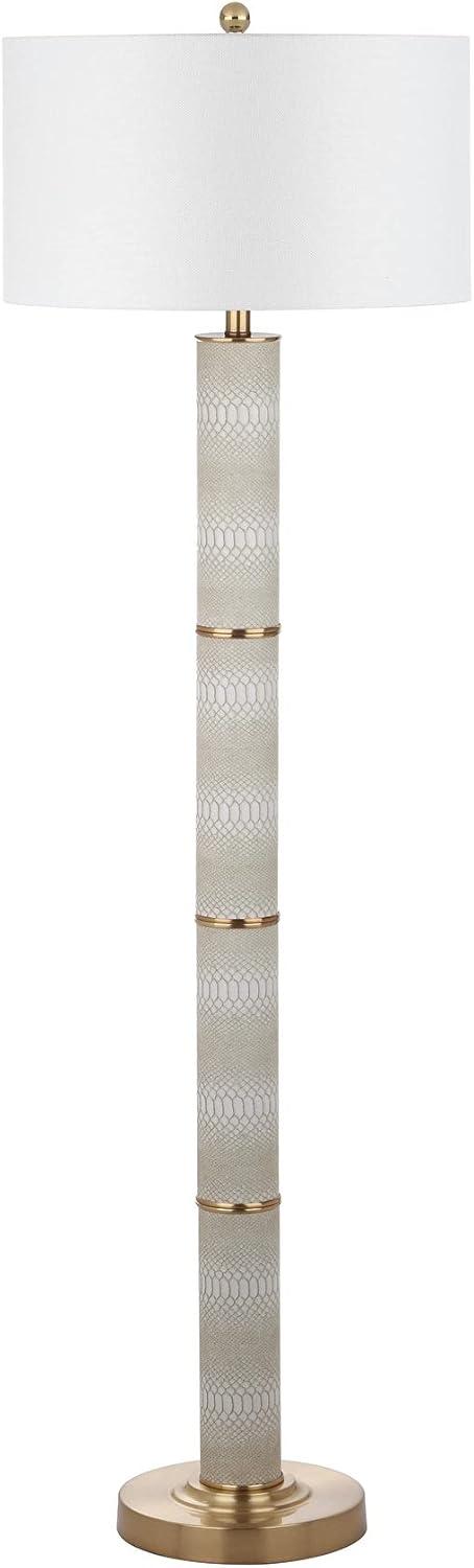 Marcello 60.5 Inch H Faux Snakeskin Floor Lamp - Off White - Safavieh