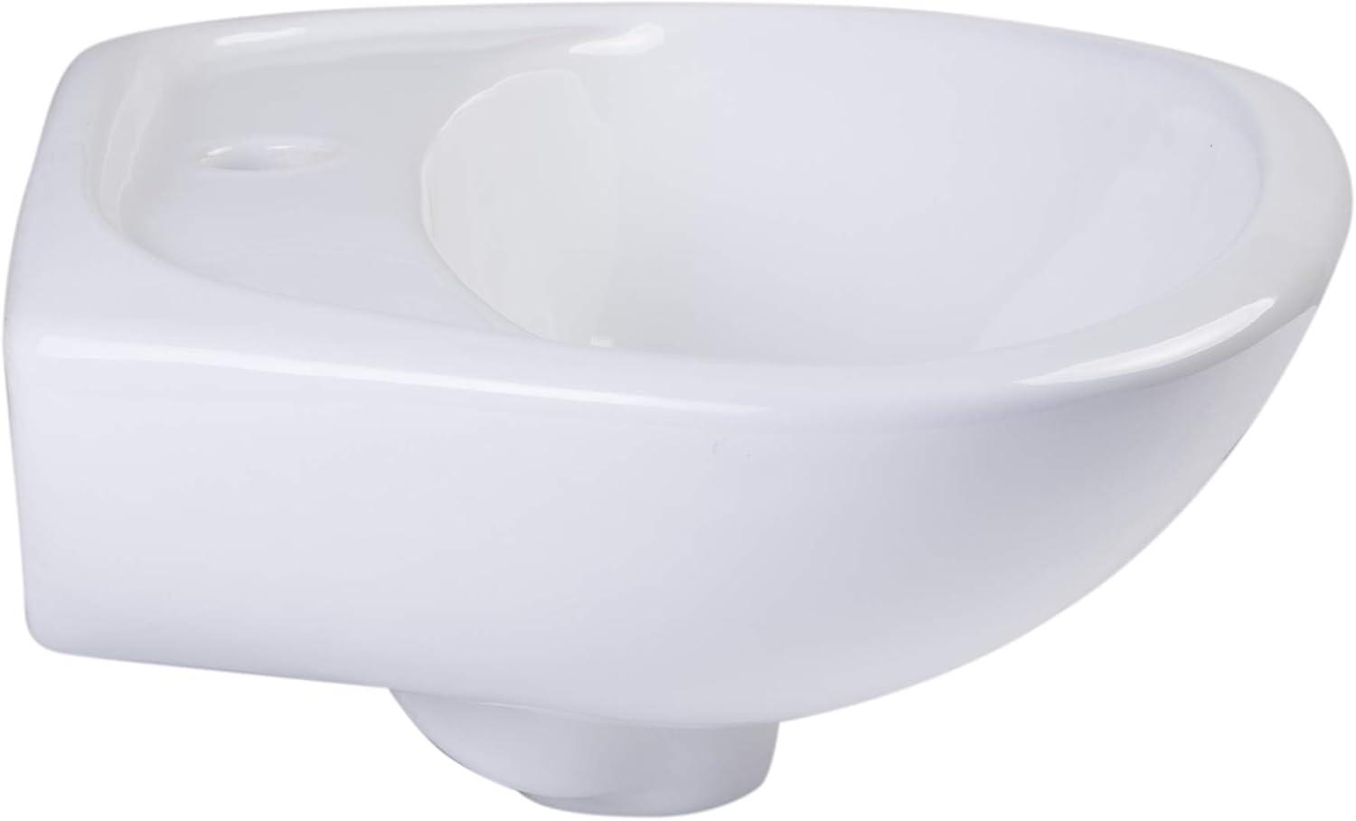 Alfi Brand 13.5'' White Ceramic Oval Bathroom Sink with Overflow