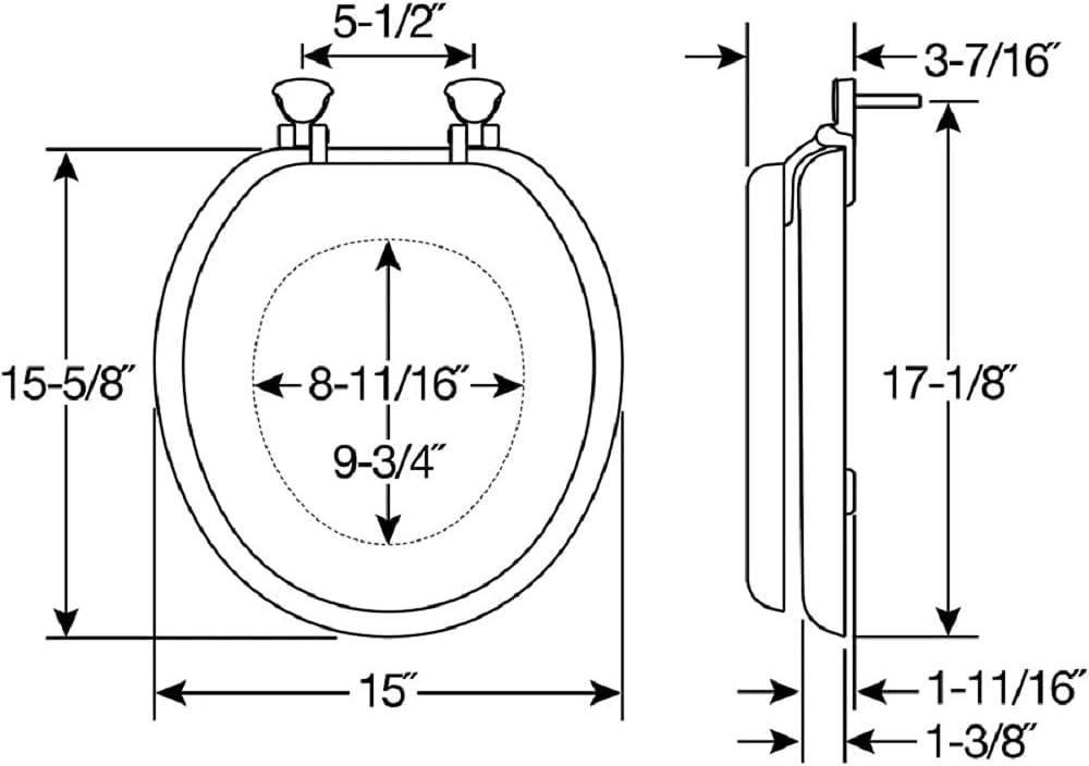 Cameron 41EC Wood Toilet Seat, Never Loosens and Easily Removes for Cleaning, ROUND