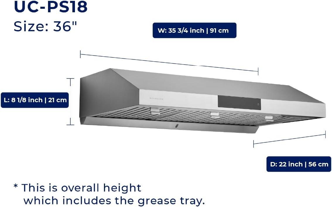 Hauslane Hauslane Range Hood 30 Inch - Under Cabinet Range Hood 30" Stainless Steel Kitchen Hood, Vent Hood 30 Inches, Stove Vent Hood for Kitchen, Vent Hoods 30 Inch with LED - Chef Series PS18 XJ-TLKX-SFBU
