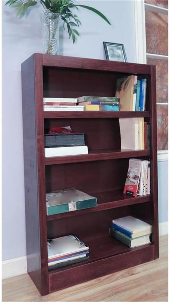 Traditional 48" Tall 4-Shelf Wood Bookcase in Cherry