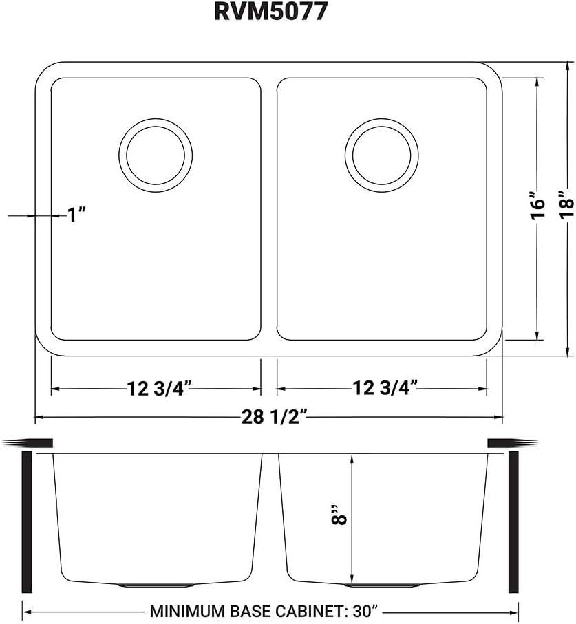Modena 28'' Double Bowl Undermount Stainless Steel Kitchen Sink
