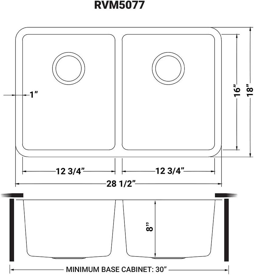 Ruvati 28-inch Undermount Kitchen Sink 50/50 Double Bowl 16 Gauge Stainless Steel