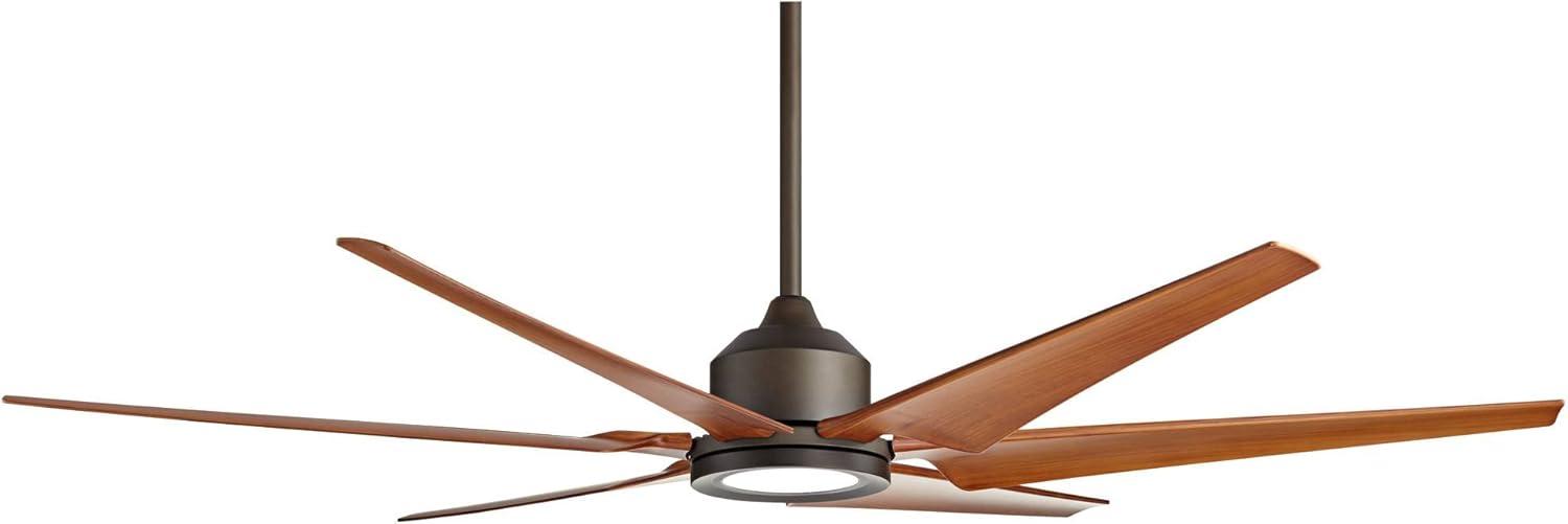 72" Casa Vieja Power Hawk Modern Indoor Outdoor Ceiling Fan with Dimmable LED Light Remote Oil Rubbed Bronze Painted Wood Damp Rated for Patio House