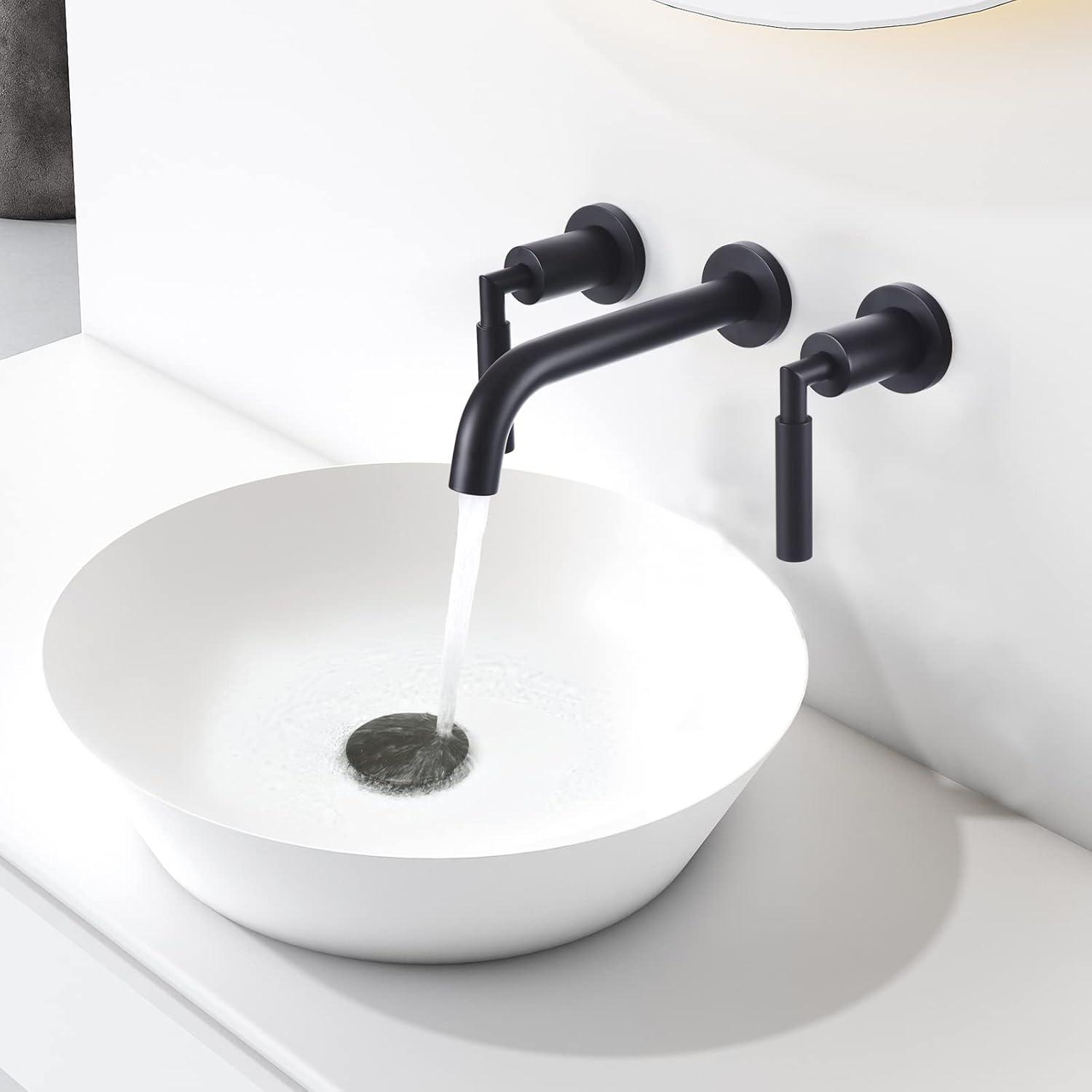 10.08" Widespread Bathroom Faucet 3 Hole, 2-handle Bathroom Sink Faucet with Drain Assembly