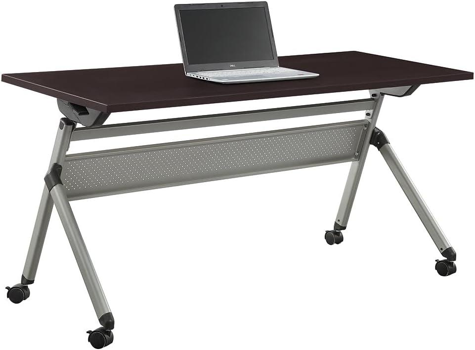 72" Warm Ash Laminate Flip Top Conference Table with Brushed Nickel Legs