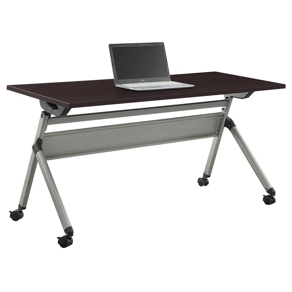 72" Warm Ash Laminate Flip Top Conference Table with Brushed Nickel Legs