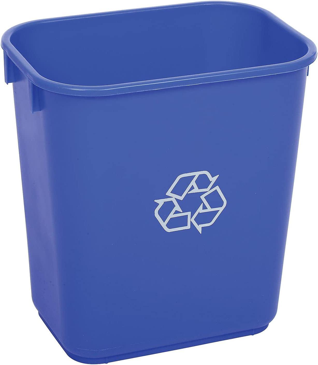 Blue Plastic Office Recycling Wastebasket, 3-7/16 Gallon