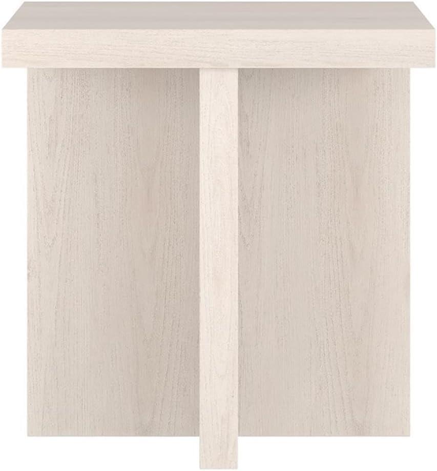 Evelyn&Zoe Elna 22" Wide Square Side Table, Alder White