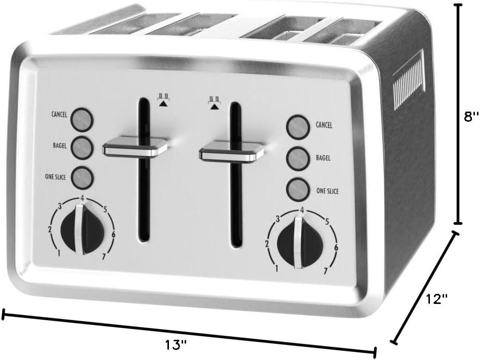 Stainless Steel 4-Slice Toaster with Extra-Wide Slots