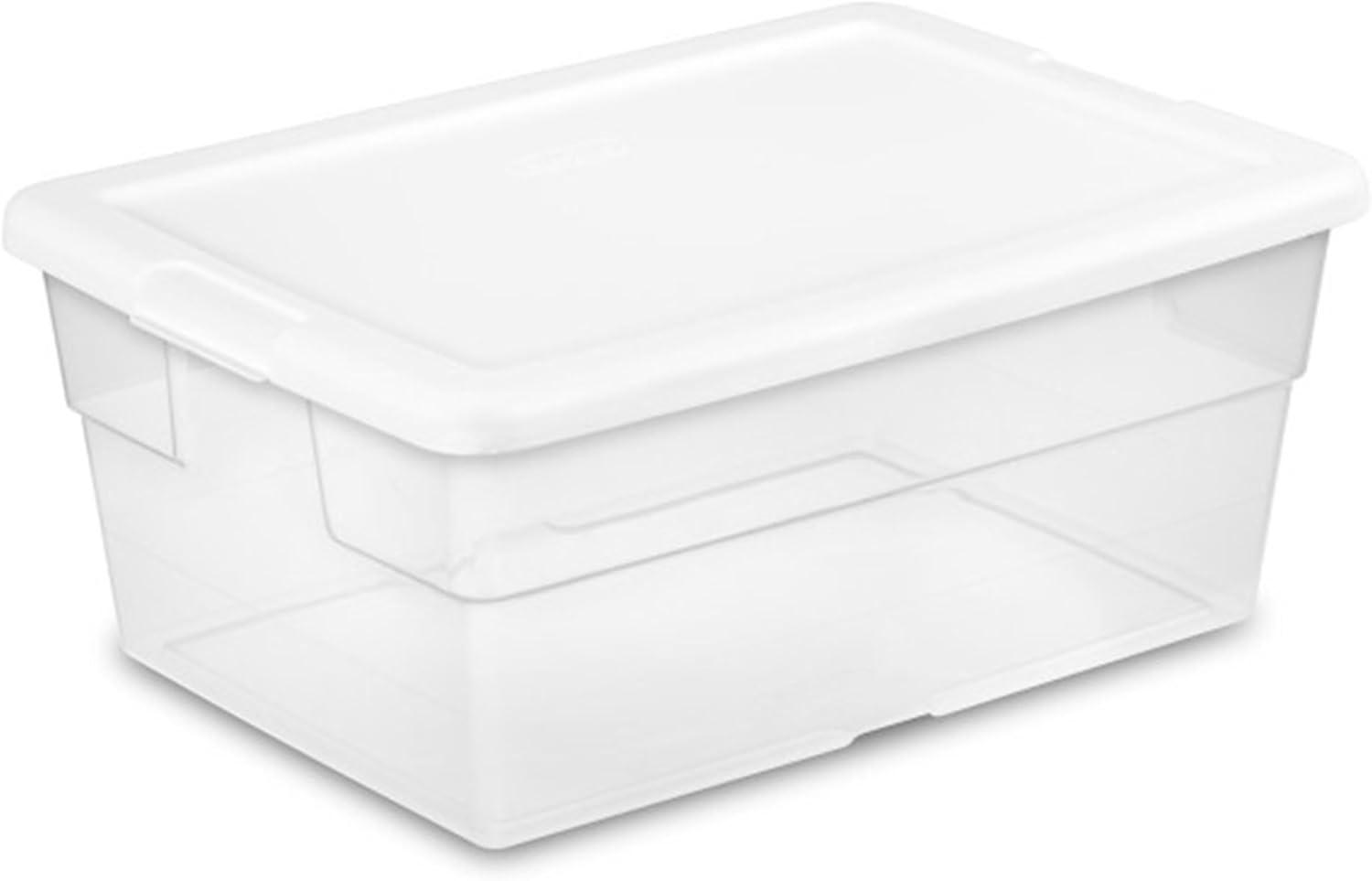 Clear Stackable Plastic Storage Box with Snap-On Lid, 16 Quart, 12-Pack