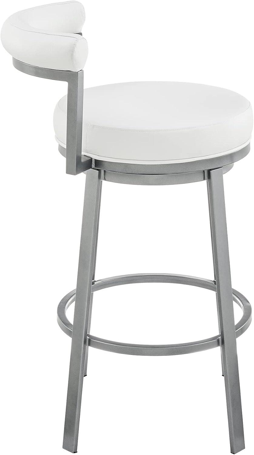 Armen Living Indoor Natya Swivel Counter or Bar Stool in Mocha Finish with Brown Faux Leather
