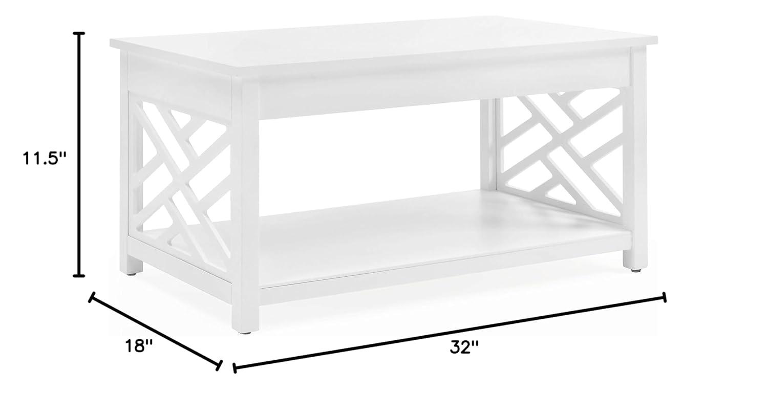 Alaterre Furniture Coventry 36 in. Solid Pine Wood Coffee Table, Traditional to Modern Design, Open-Detailing Accent Furniture, White