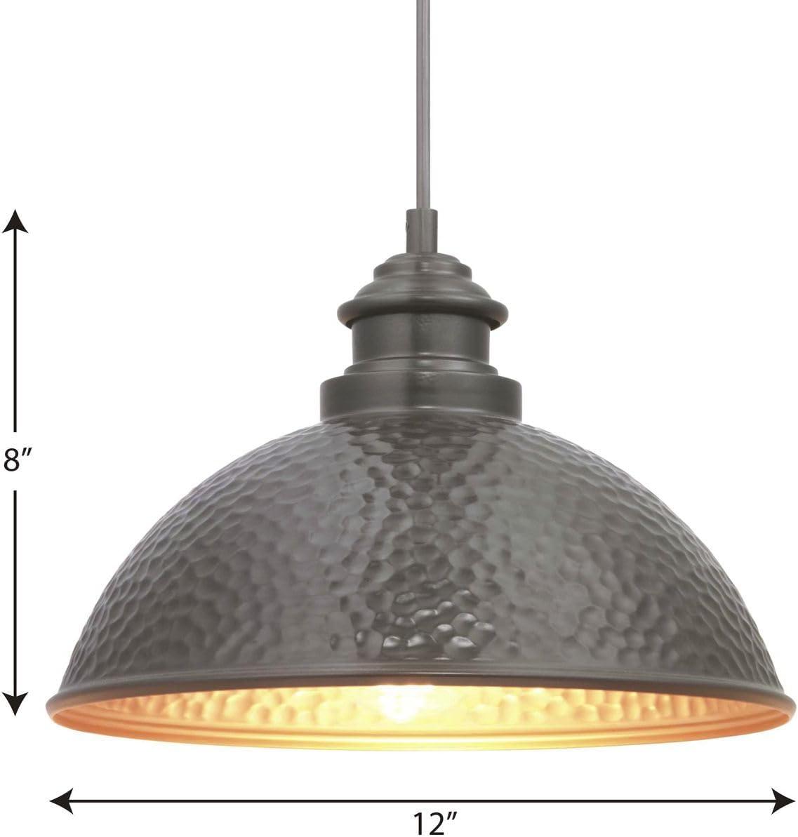 Progress Lighting Englewood 1-Light Hanging Lantern Pendant, Antique Bronze, Metallic Copper Shade