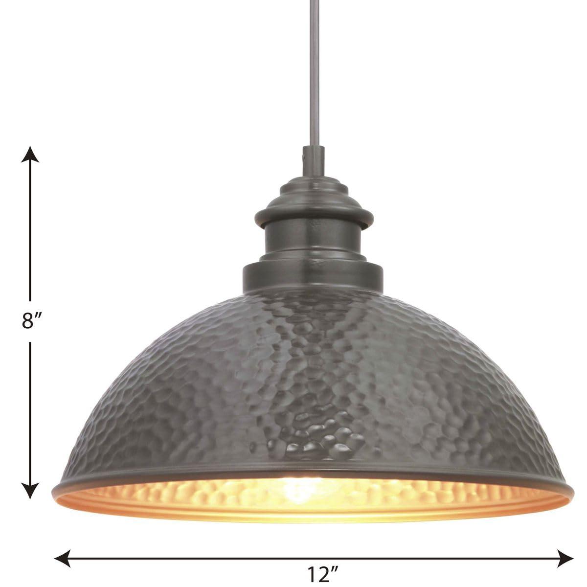 Progress Lighting Englewood 1-Light Hanging Lantern Pendant, Antique Bronze, Metallic Copper Shade