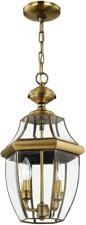 Monterey Polished Brass 2-Light Outdoor Pendant with Clear Beveled Glass