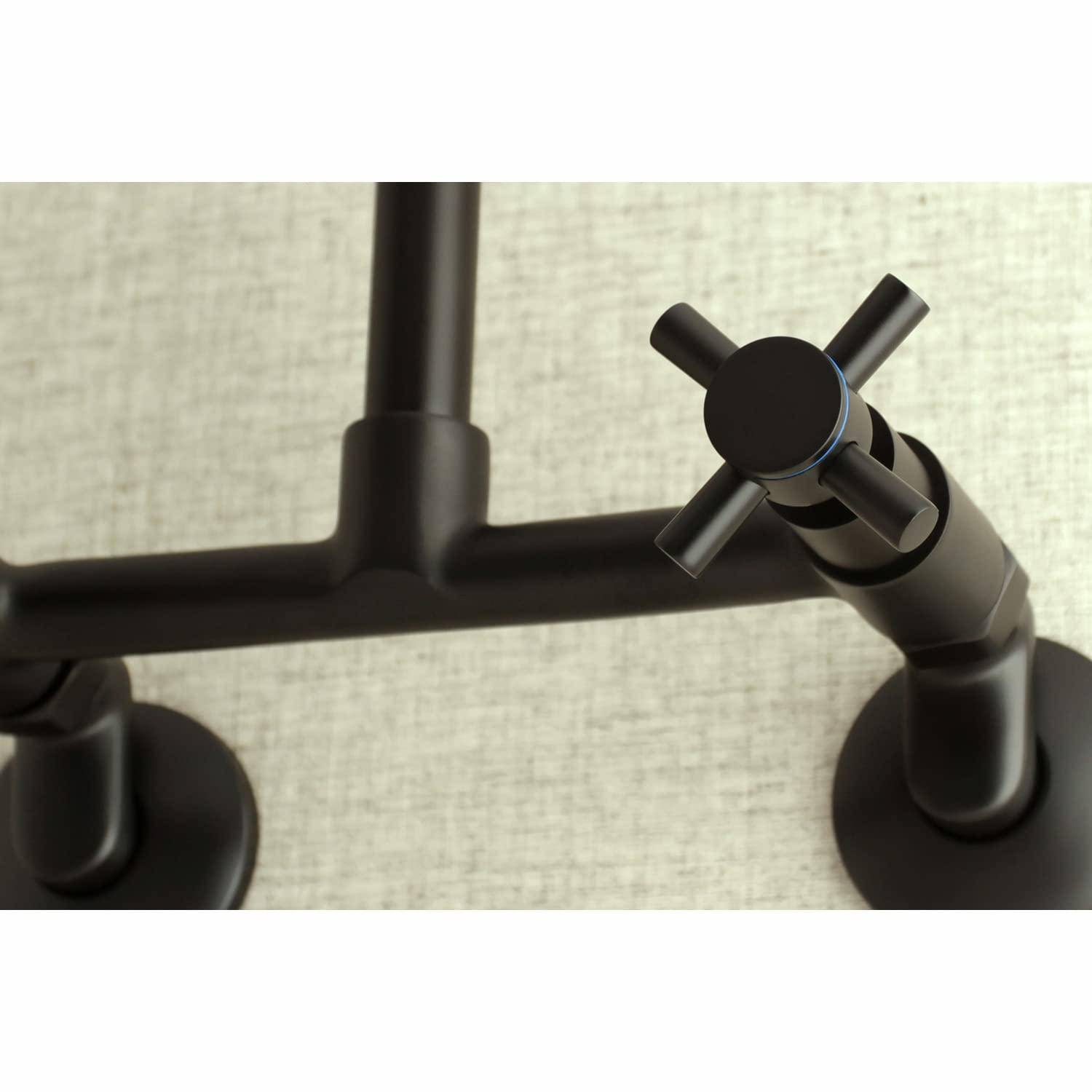 Kingston Brass Concord Double-Handle 2-Hole Wall-Mount Bridge Kitchen Faucet
