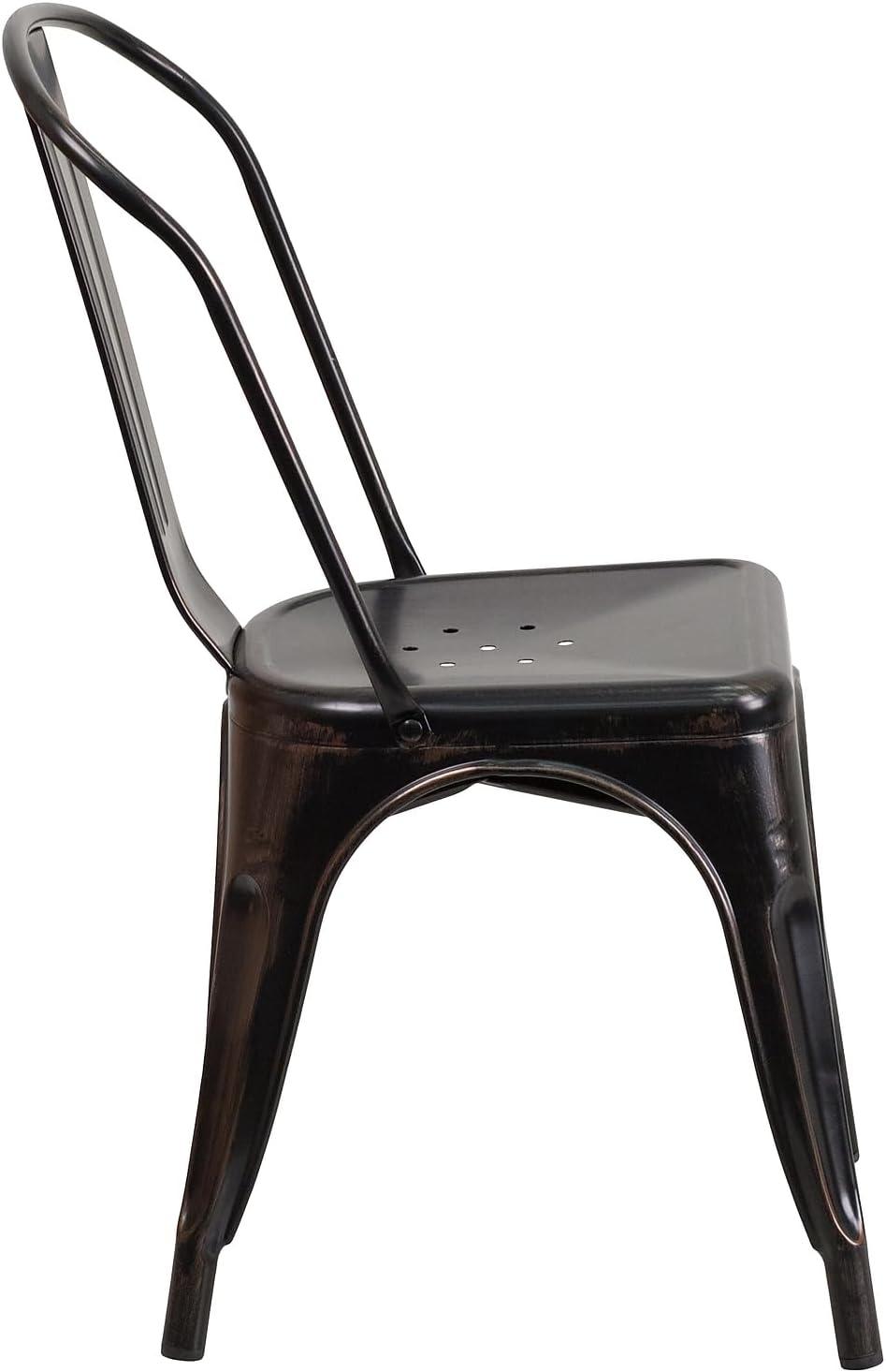 Flash Furniture Commercial Grade Black-Antique Gold Metal Indoor-Outdoor Stackable Chair