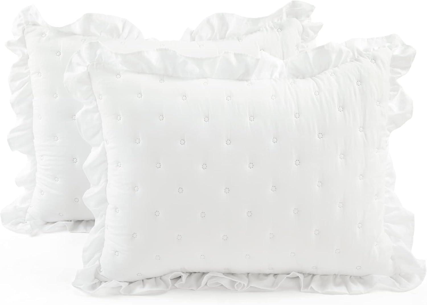 Reyna Ruffle Reversible Oversized Quilt White 3Pc Set King