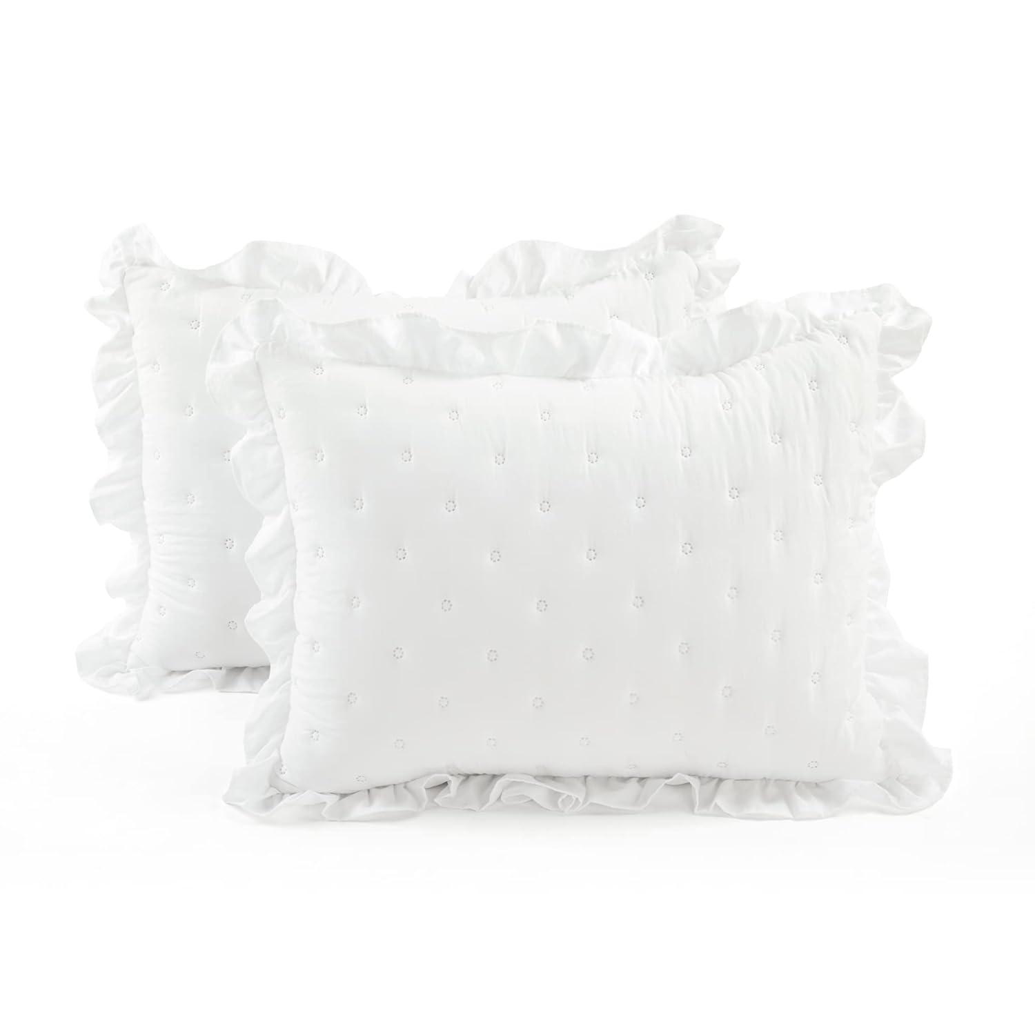 Reyna Ruffle Reversible Oversized Quilt White 3Pc Set King