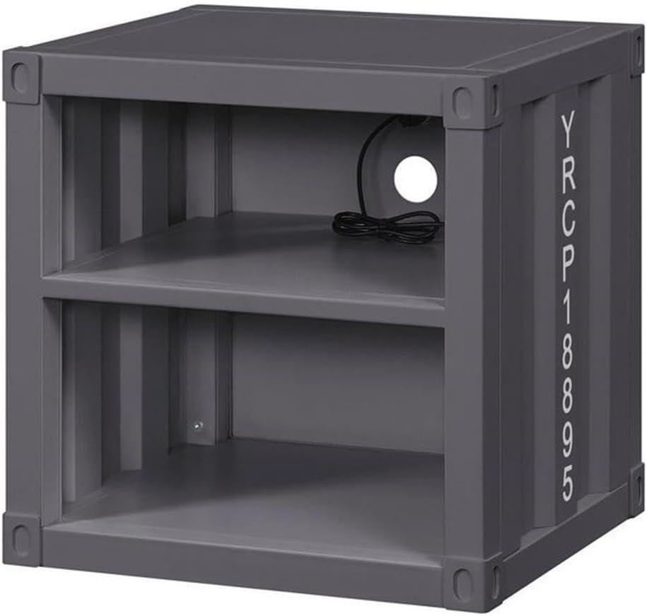 F&L Homes Studio Cargo Metal Nightstand W/USB