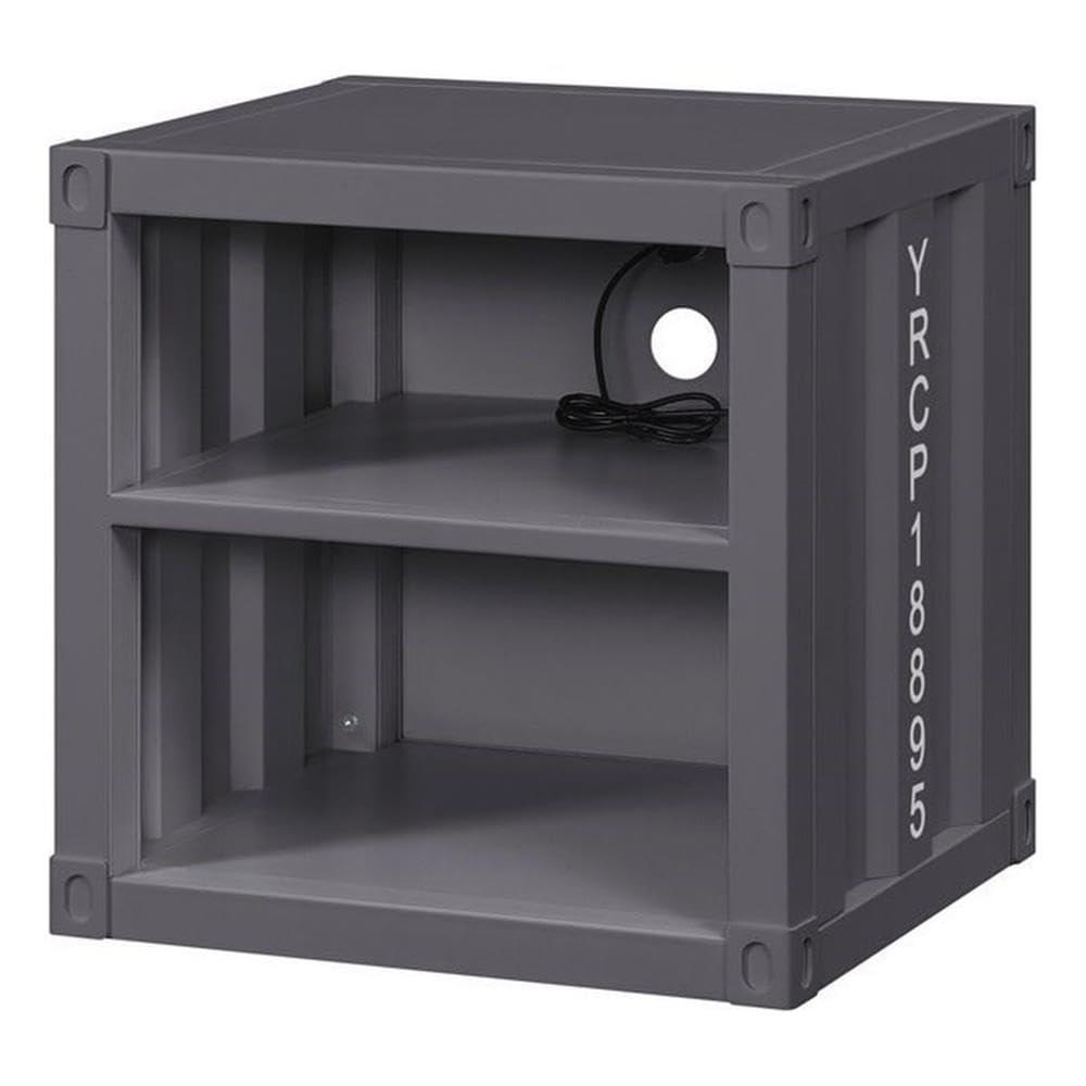 F&L Homes Studio Cargo Metal Nightstand W/USB