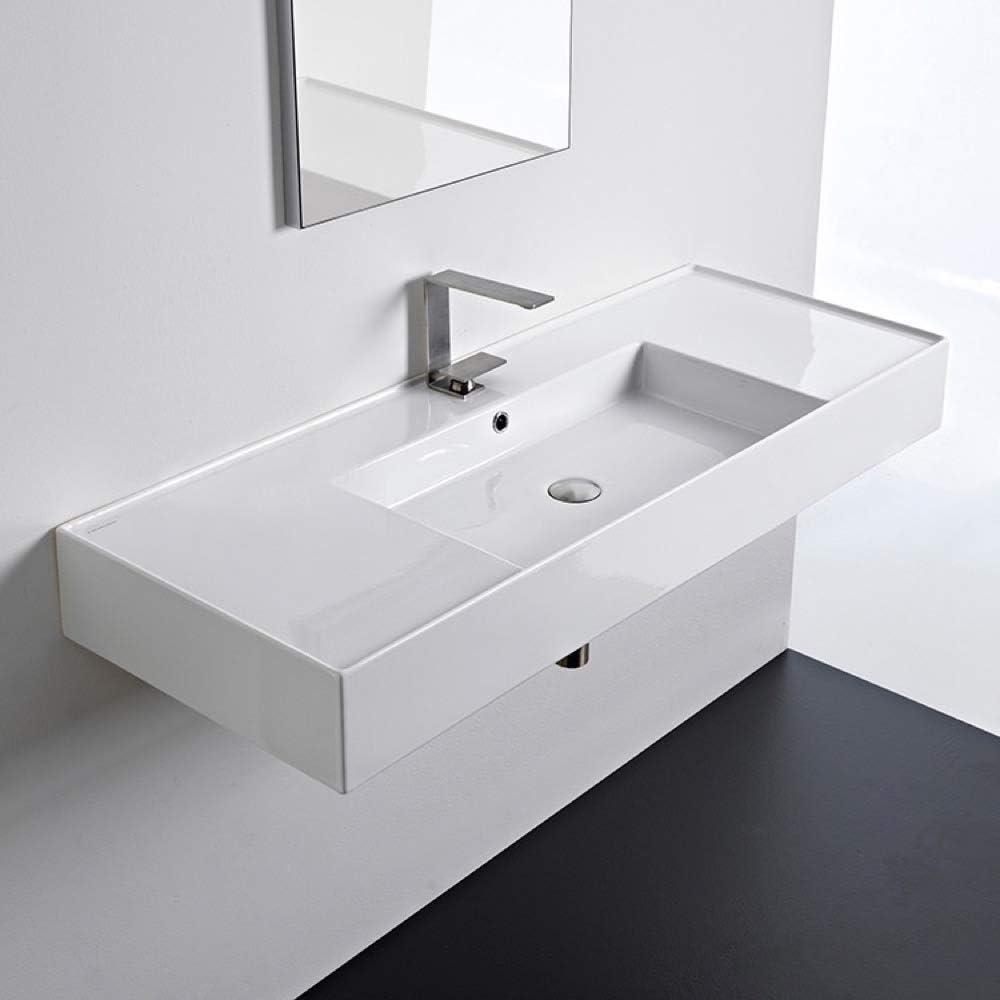 Scarabeo By Nameeks 18.1'' Glossy White Ceramic Rectangular Vessel, Wall Mount Bathroom Sink with Overflow