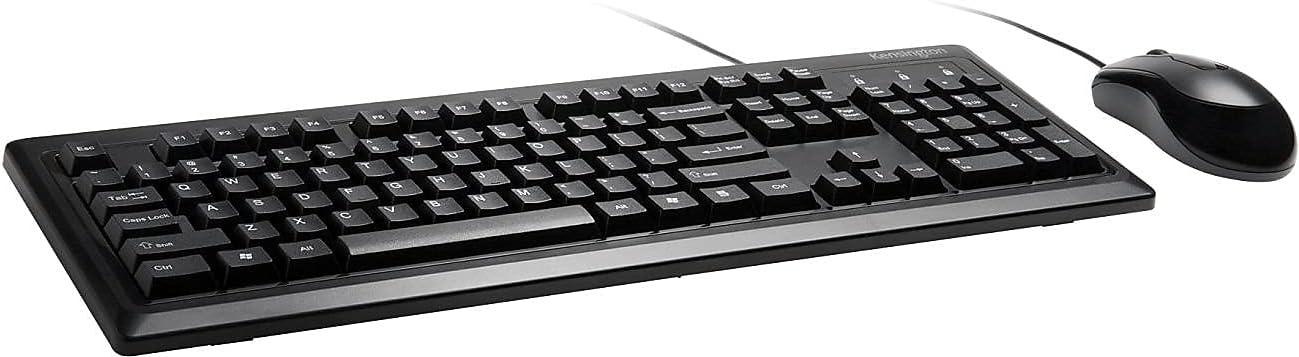 Black Full-Size Wired USB Keyboard and Mouse Set