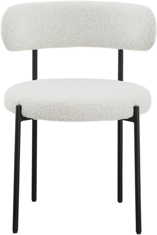 Beacon Cream Boucle Fabric Dining Chair with Black Metal Frame, Set of 2