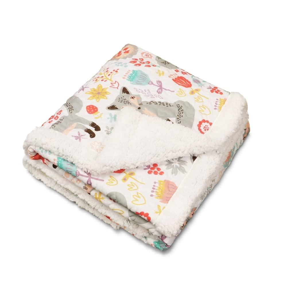 50"x60" Kids' Pixie Fox Faux Shearling Throw Gray/Pink - Lush Décor: Microfiber Kids Blanket, Breathable, Low Pilling